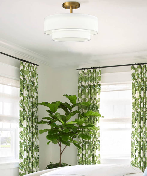 Modern LED Living Room Ceiling Lights Drum Shade, Color-Selectable